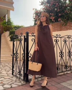 Vestido marrón chocolate Halter